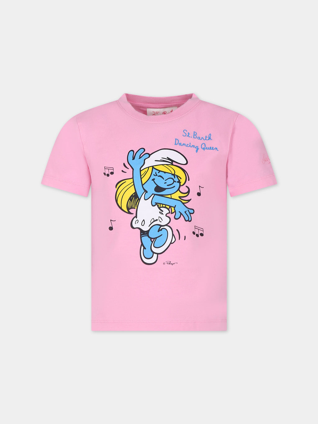 Pink t-shirt for girl with Smurfette print